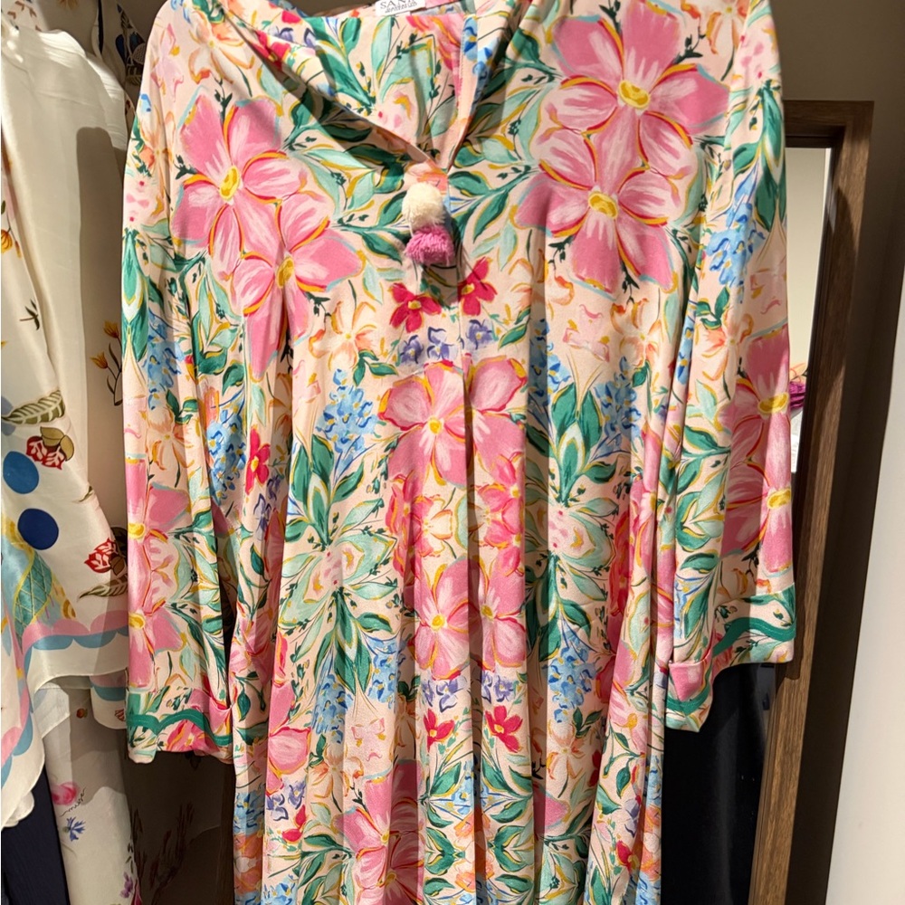 Floral Pink and Green Dress